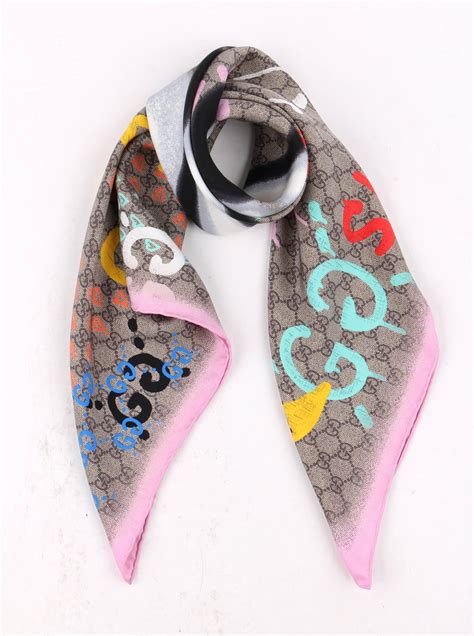 gucci graffiti scarf|gucci women scarf.